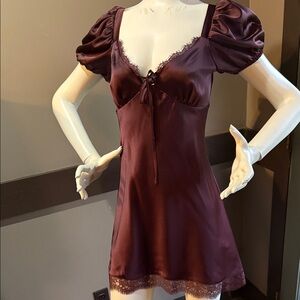Forever 21 wine color lace trim mini dress